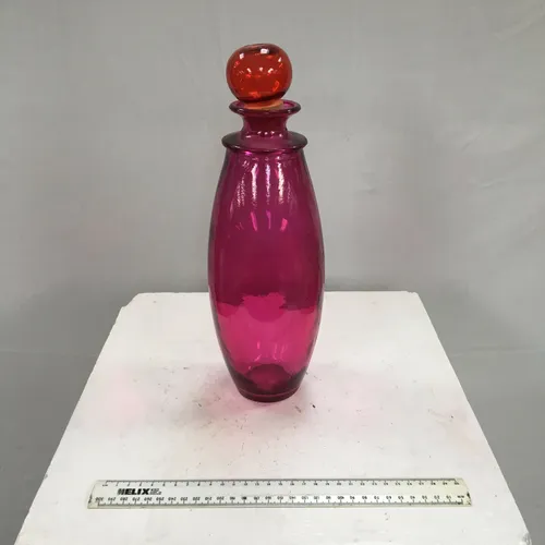 Tall Pink Glass Bottle with stopper 