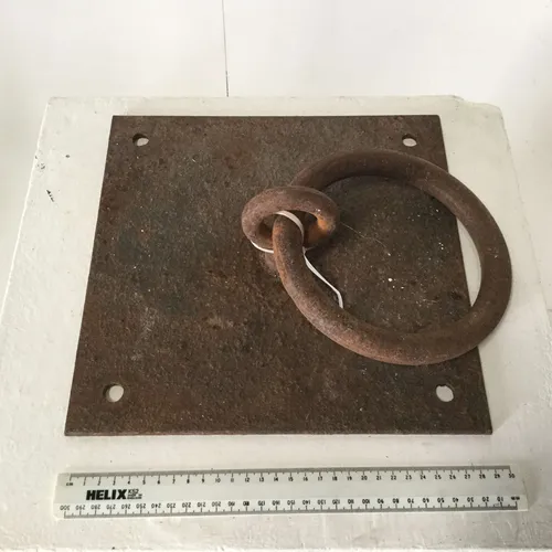 Period Rusted Metal Binnacle Ring Plate for Rope