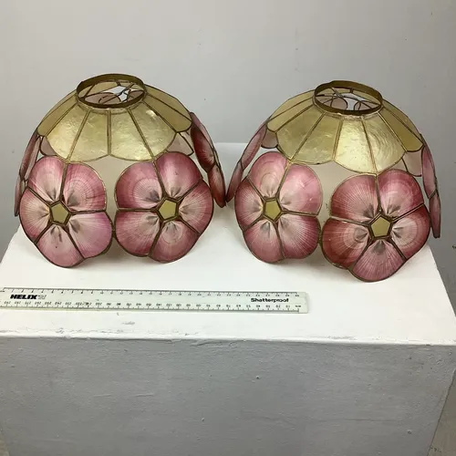Period Gold and Pink Lampshade Floral (2 available)