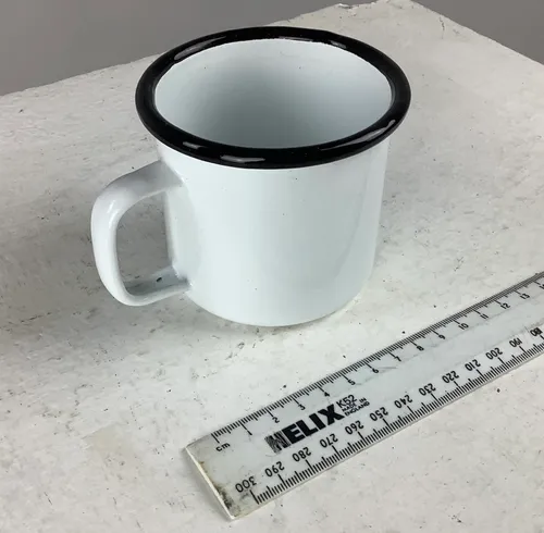 White Enamel Mug with Black Rim