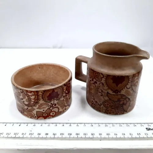 Vintage retro Surrey Ceramics Paisley jug and bowl set 1960s 1970s