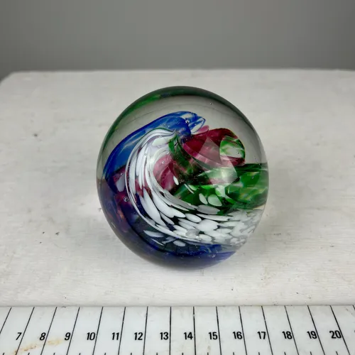 Red/White/Blue/Green Glass Paperweight