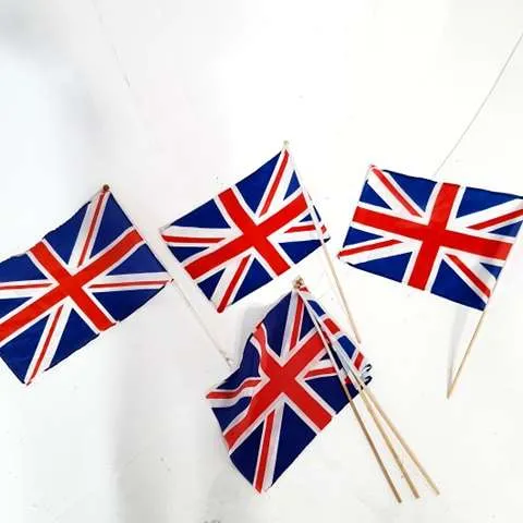 Small Fabric Union Jack Flags on Wood Sticks