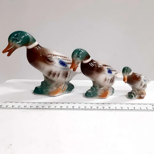 Set of three duck figurine ornaments