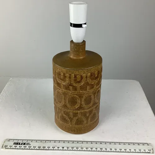 Brown Stoneware/Ceramic Engraved Patterned Lamp