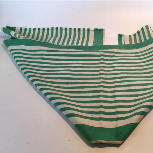 green and white striped table runner fabric