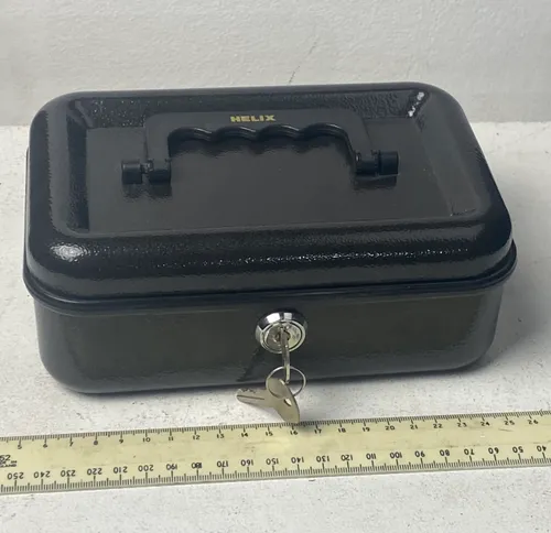 Metal Black Helix Cash Box with Key