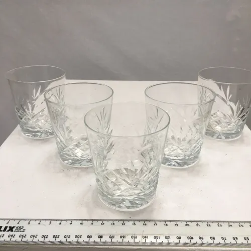 Set of 5 Cut Glass Crystal Whisky Glass 013