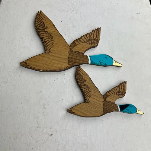 Wood Wall Ornament of Flying Ducks