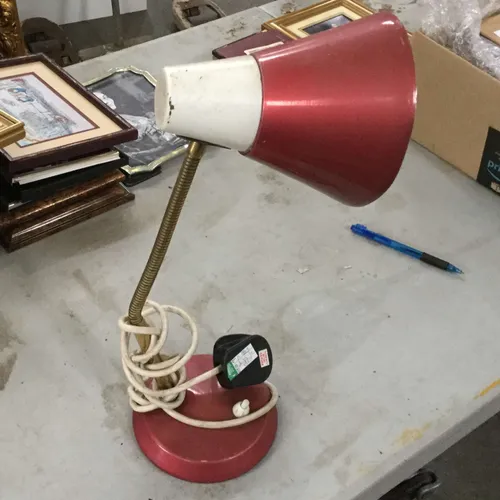 Wine/red coloured anglepoise desk lamp