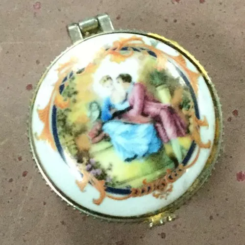 Small decorative china trinket box