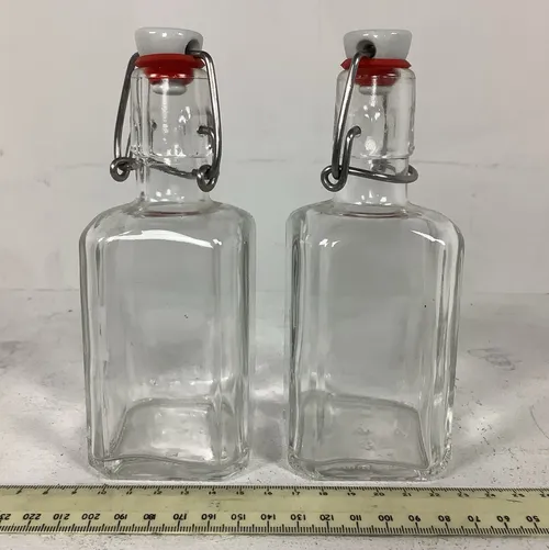 Small Glass Bottle with Hinged Plastic Lid (2 available)