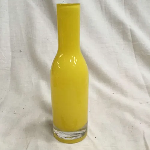 Yellow glass bottle vase