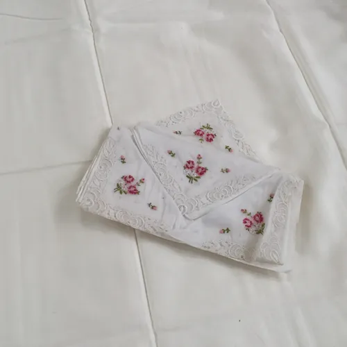 White with Floral Design Handkerchief