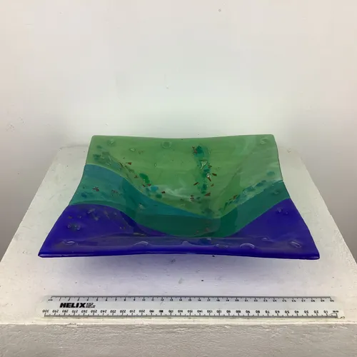 Blue and Green Square Glass Bowl/Dish