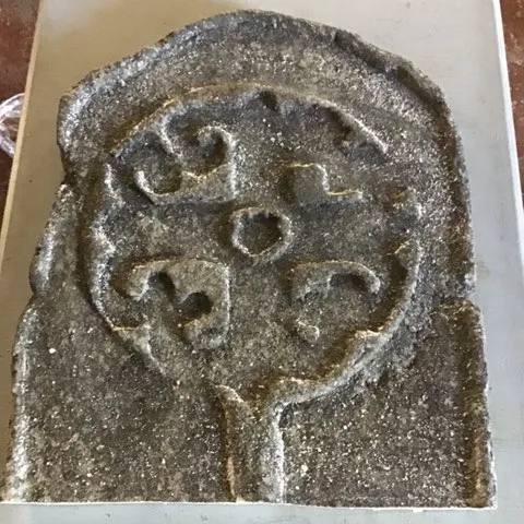 Fake Celtic Gravestone 1  (Short dark grey with embossed Celtic design)