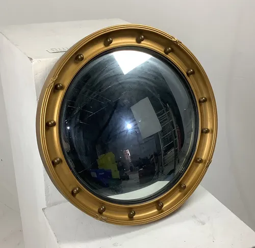 Gold Circular Convex Mirror