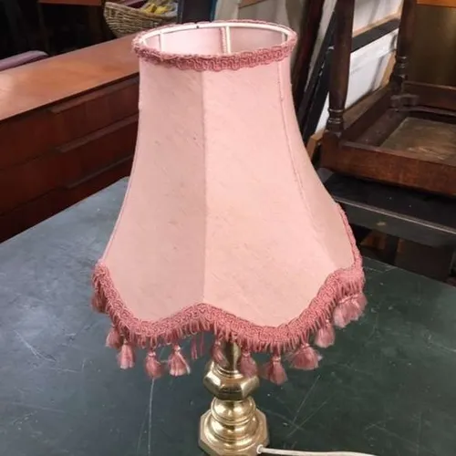 Period Pink Lampshade with Dark Pink Piping and Tassels