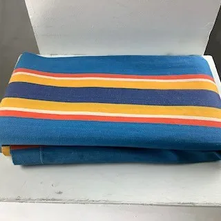 Blue Orange and Yellow Stiped Curtain