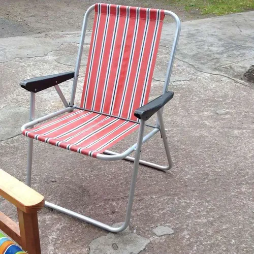 Aluminium framed period beach/deck chair