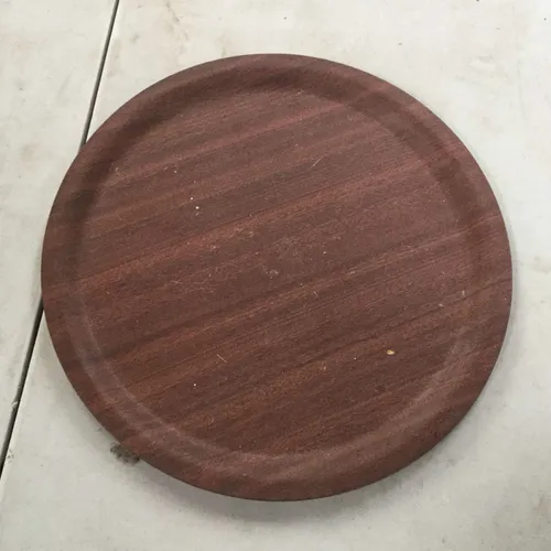 Small round wooden bar tray