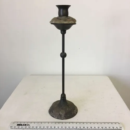 Thin iron candlestick with drip tray