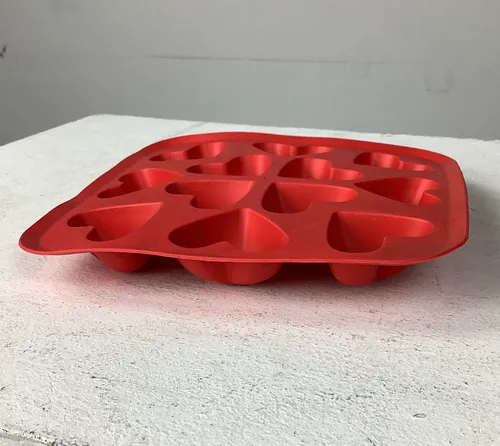 Red Silicone Heart Shaped Ice Cube Tray