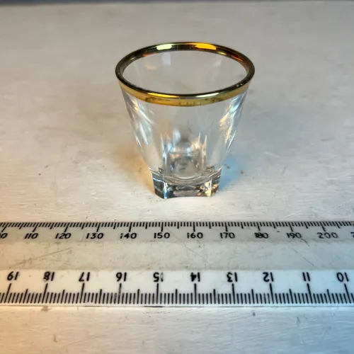 Mid-century shot glass with gold rim