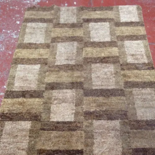 Area Rug with Brown/Khaki/Beige Block Design
