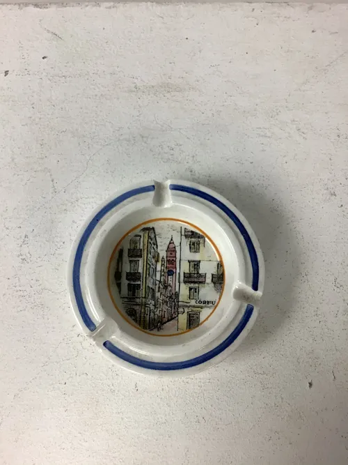 Ceramic souvenir ashtray (Corfu Street Scene)