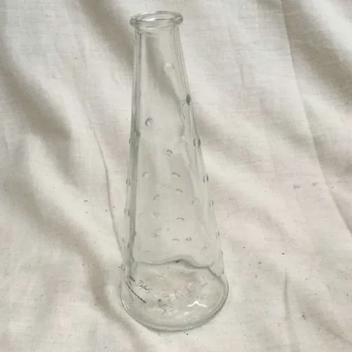 Tall glass vase with embossed drops