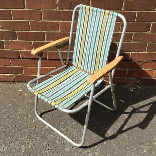 Period Green Striped Deck Chair