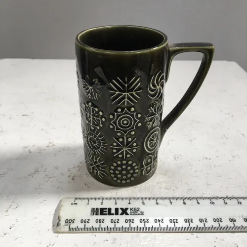 1960s Portmeirion Potteries Green Coffee Mug with raised 