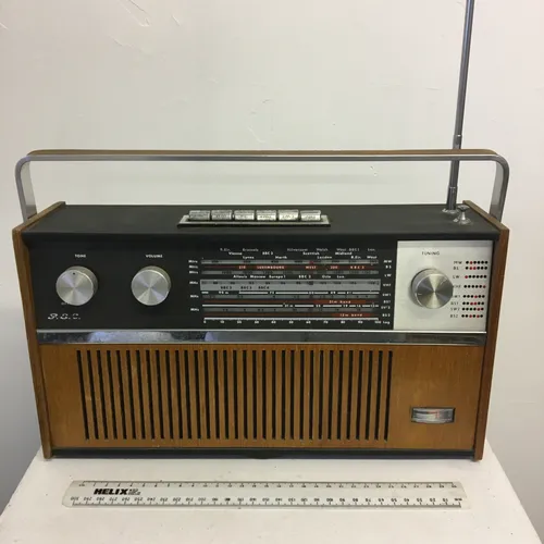 Portable Radio, wood vinyl and steel