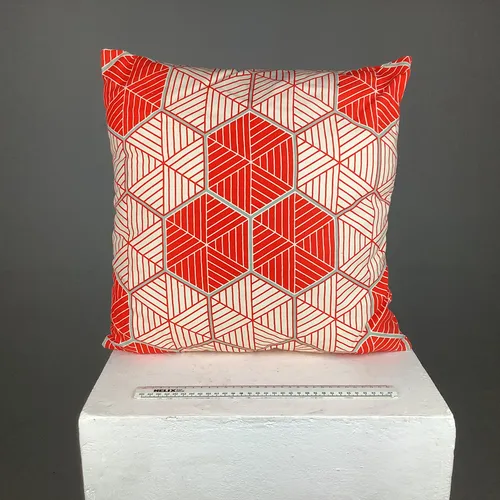 Pink Cushion with Hexagonal Pattern