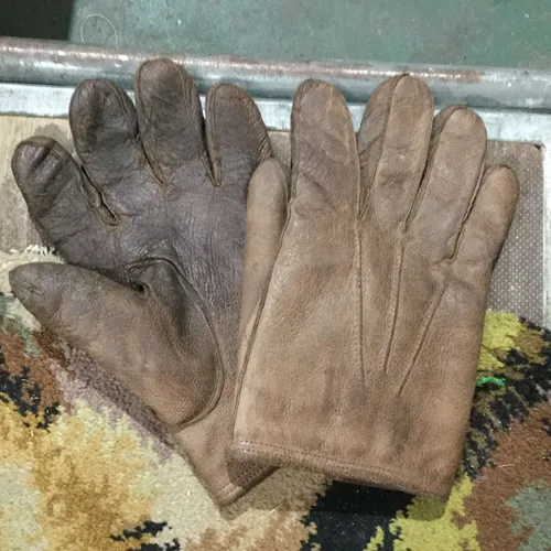 Brown leather work gloves