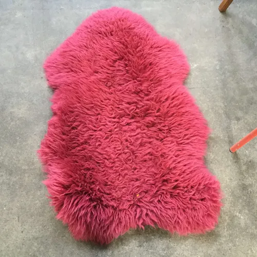 Pink Red Sheepskin Fluffy Rug