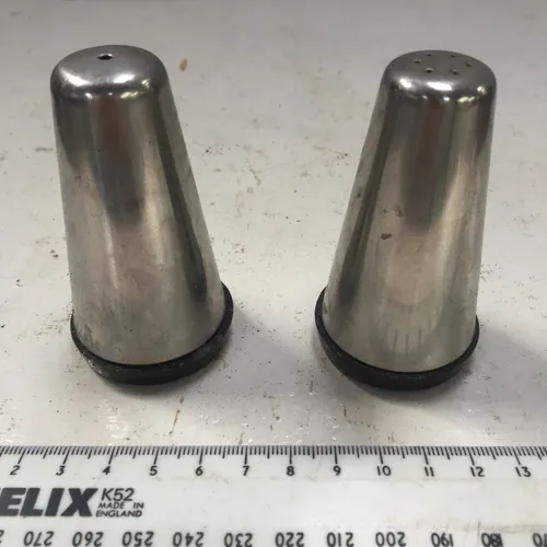 Period Stainless Steel Salt and Pepper Shakers