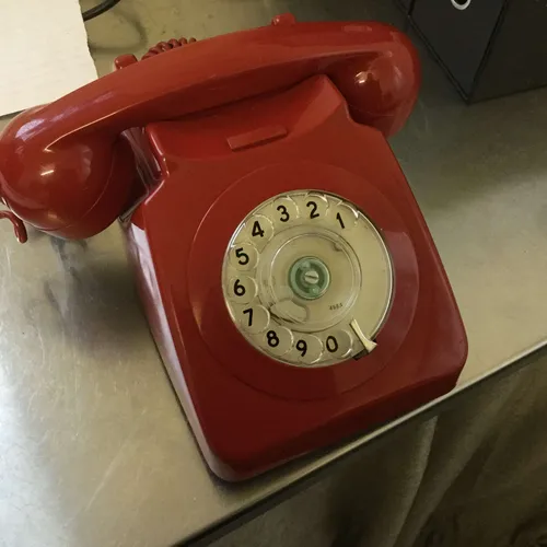 Red rotary phone