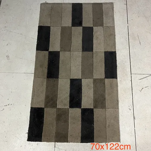 Area Rug with Grey/Navy Rectangles