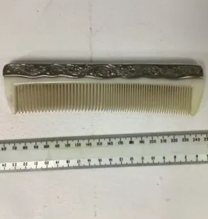 Period Cream Comb with Silver Metal Detailing
