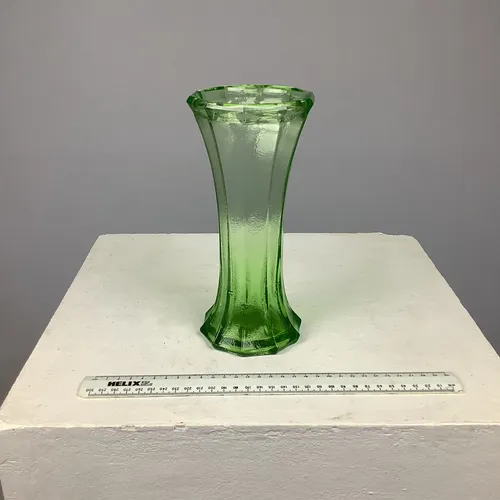 Pale green tulip style glass vase