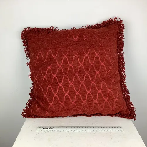 Red Throw Pillow/Cushion with Fringe 
