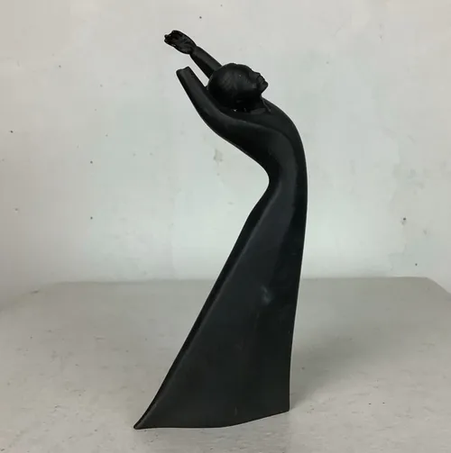 Black Ceramic Woman Figurine Ornament