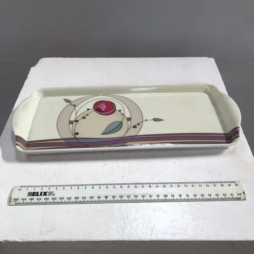 Mackintosh Style Cream with Floral Print Rectangular Tray