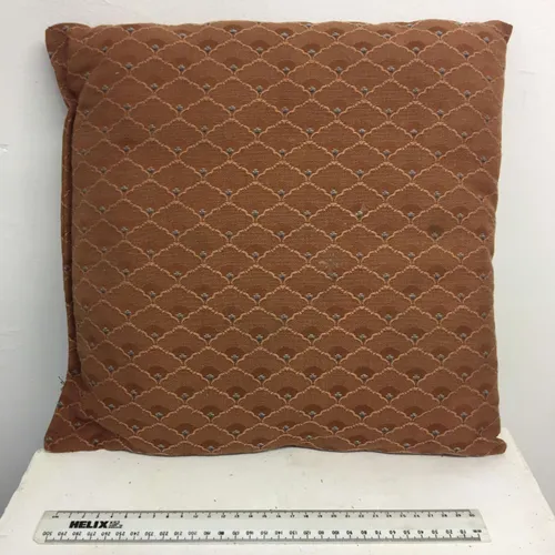 Orange/Brown square throw pillow/cushion with fan design
