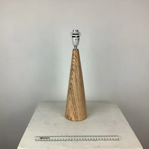 Stick lamp with tampered wooden base