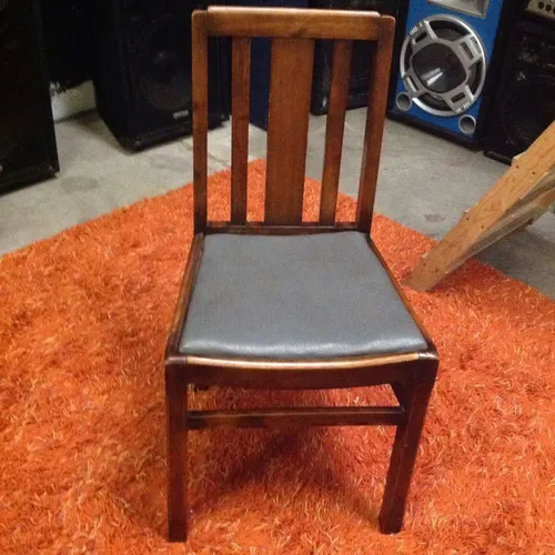 wood Shaker dining chair with leather seat