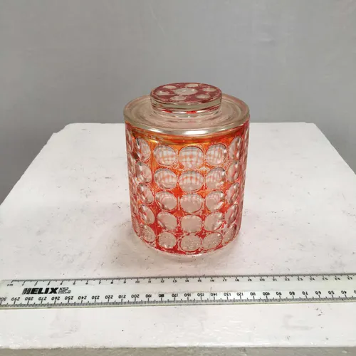Orange Circle Pattern Glass Storage Jar