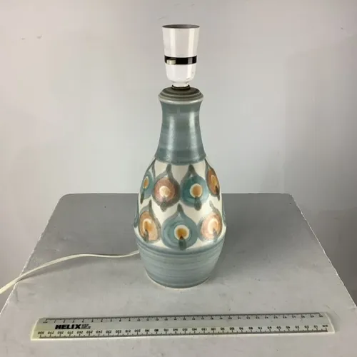 Grey Blue and Orange Patterned Lamp